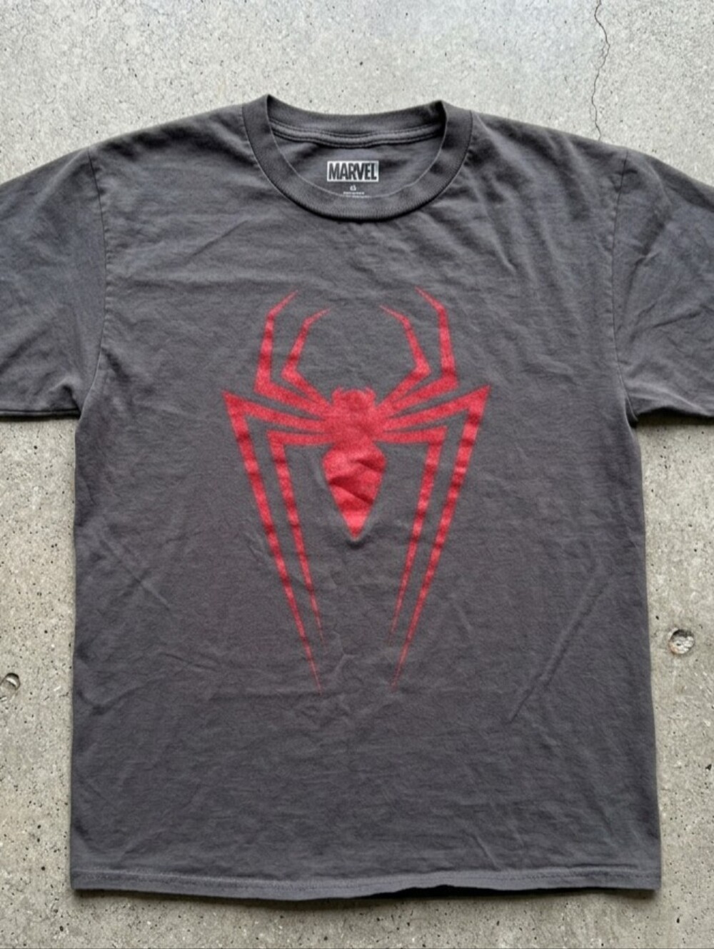 Marvel Men’s Black Short Sleeve Tee with Red Spider Emblem Size S